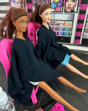 Hair & Makeup Workshop at Little Doll Studio. Guests get to highlight and cut a doll