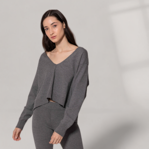 CARMEN - 3D knitted Vegan V-Neck sweater by ALLTRUEIST