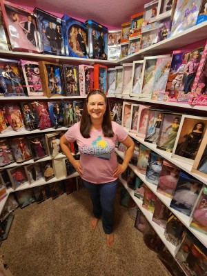 Amanda Kieler in her Barbie Vault