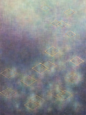 Koshi ni Sumikiri 2023 H60xW45cm Mineral pigments and gold leaf on Kumohadamashi paper Junko O