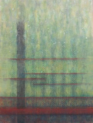 Tatewakujima 2023 H60xW45cm Mineral pigments and coloured silver paint on Kumohadamashi paper