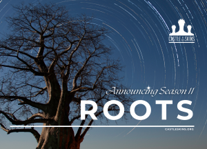 2023-2024 Season poster in white text against a blue sky and twisted tree background.