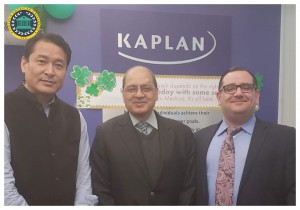 Dr. Tenzin Jamyang, Faculty & International Recruitment Manager, Kaplan Medical (Left), Air Marshal (Dr) Pawan Kapoor, Vice Chancellor, Lincoln American University (center), Nicholas Valentino, Senior Director, International Sales, Kaplan Medical (Right).