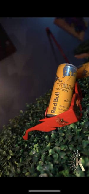 Red Bulls newest flavor paired in a tropical photo with Kleechi’s “Arcadia” design 