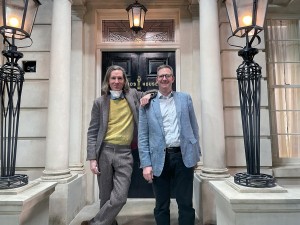 Wes Anderson & Alisdair Buchanan on the set of The wonderful story of Henry Sugar