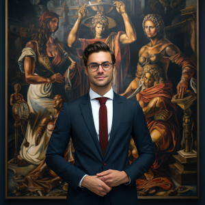 A photo of a lawyer who specializes in AI art copyright