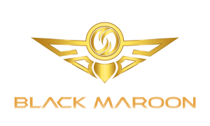 Black Maroon golden logo