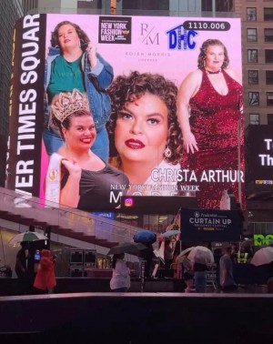 Christa Arthur wearing German designer Antje Art