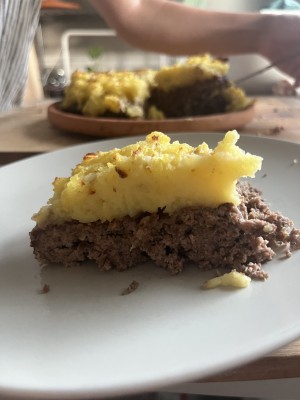 Meatloaf baked in a baking pot