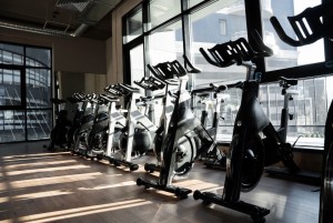gym with indoor cycling equipment