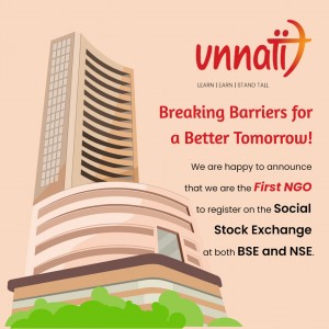 Unnati Foundation becomes the 1st NGO to be listed on NSE and  BSE's Social Stock Exchange (SSE)
