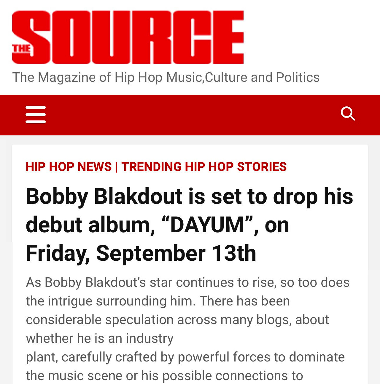 DAYUM by Bobby Blakdout featured in The Source