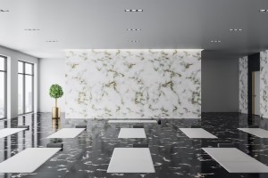 marble yoga studio interior