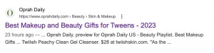 OprahDaily.com Names TWiiSH Peachy Clean Gel Cleanser One the Best Makeup Gifts for Tweens