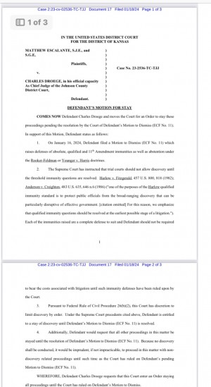 2 Children Plaintiffs Represented By Pro Se Dad Have Sued Johnson County Chief Judge; PreTrial Dad Nearly Pins Chief