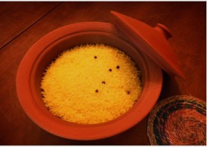 Savory rice cooked to perfection in a medium Miriam