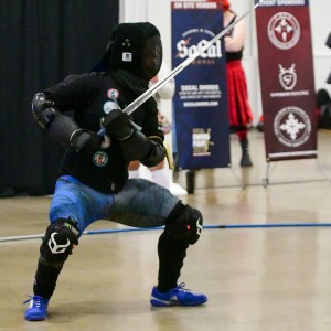 Competitor ready for combat in our Open Steel Longsword tournament
