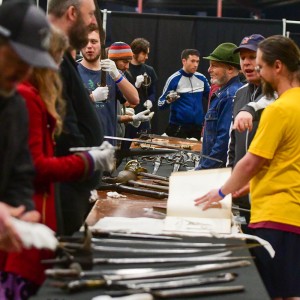 Steaphen Fick instructs a class in the use of Viking Sword and Shield
