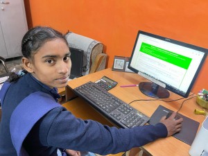 A girl student attempting Psychometric Test