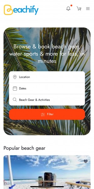 Mobile app home page