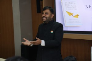Author delivering the talk before the launch