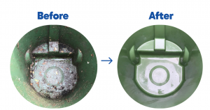 Before and After result of trash bin cleaning