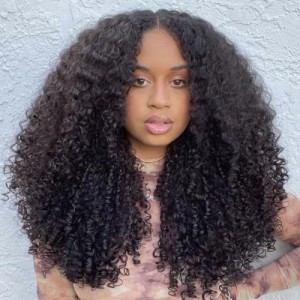 kinky curly v part wig