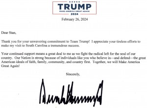 President Trump acknowledges VFAF President Stan Fitzgerald’s service with Team Trump
