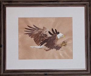 Attacking Eagle, Pyrography on leather