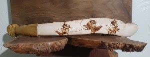Bone War club, Pyrography on bone