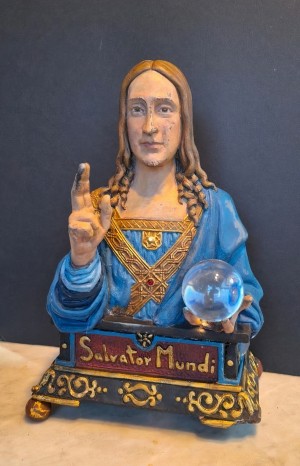 Mechanical Antique Bank copy of Salvator Mundi Painting by Leonardo Da Vinci