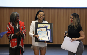 Emma Sharif (Mayor of Compton), Katelynn Bennett (Honoree), & Aide Castro (Mike A. Gipson