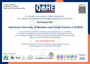 QAHE Accreditation Certificate