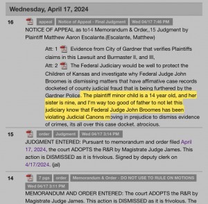 Exhibit 26-1 in the PD suit, transcript state court ongoing criminal case initiated by GPD 23-DV0090