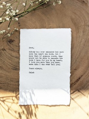 Custom typewriter print with pressed flowers by Typecraft Goods