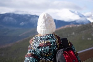 Stopping for the beautiful view of Estes Park and RMNP