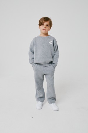 Kids Knitted Emblem Sweatshirt in Grey