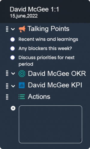 OKRify Meetings 1:1 and Team Meeting