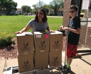 Volunteers for the Johnston Partnership in Johnston, IA, took in six cases of eggs for those in need in their area.