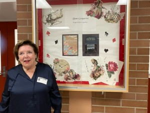 Diane Lyne Gasparrini pictured during a book talk at a library