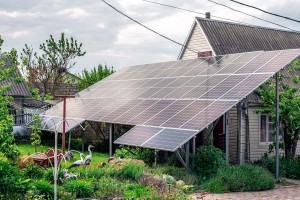 Solar Panels on the roof of the house