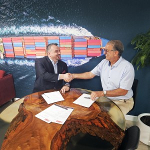 Mr Paul Abraham (R) shaking Hands with Mr Gjorgji Milenkovski (L)