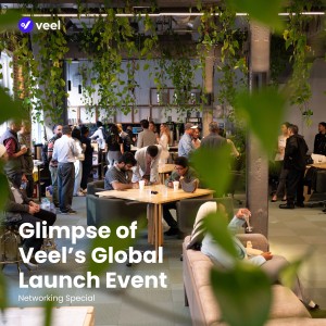 Veel Global Launch Event - Attendees engaged in networking.
