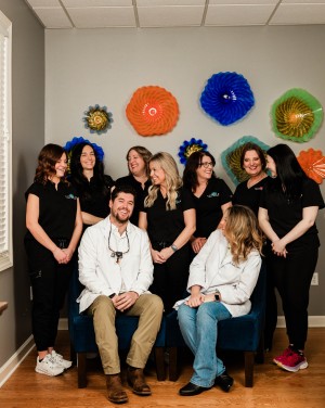 Grins Giggles during team photo shoot at Southard Family Dentistry Jonesboro AR