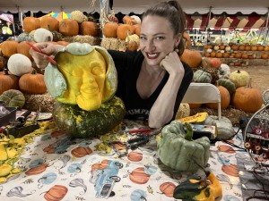 Sarah and her Oompa Loompa Pumpkin 