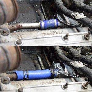 OE Blue Hose 4C4Z 8592 AA Installed vs BPD Adapter Installed 90100191