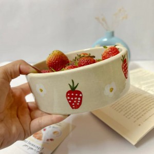Ceramic Breakfast Bowl Strawberry