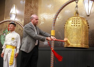 Jack Tawil, Chairman and CEO of Medpod, rings the Bell of World Peace and Love. (FOWPAL)