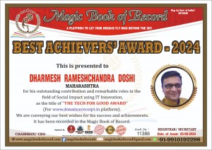 Dharmesh Doshi Receives Prestigious Tech for Good Award for Donation Receipt Platform