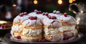 AI photo of homemade german bread bun white background 
